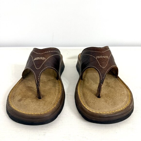 Dr. Martens Retro Chunky Brown Leather Flip Flop Thong Sandals Slides - Picture 3 of 11